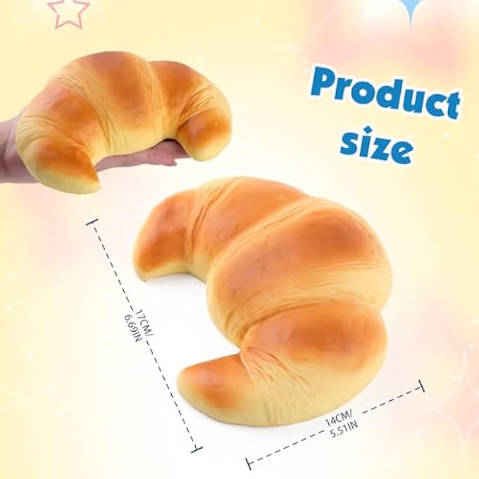 Anboor Slow Rebound Squishies Toys for Kids Bread Squishys Foam Food Croissant Jumbo Large Stress Squishes Cute Giant Squeeze Toy - Image 2