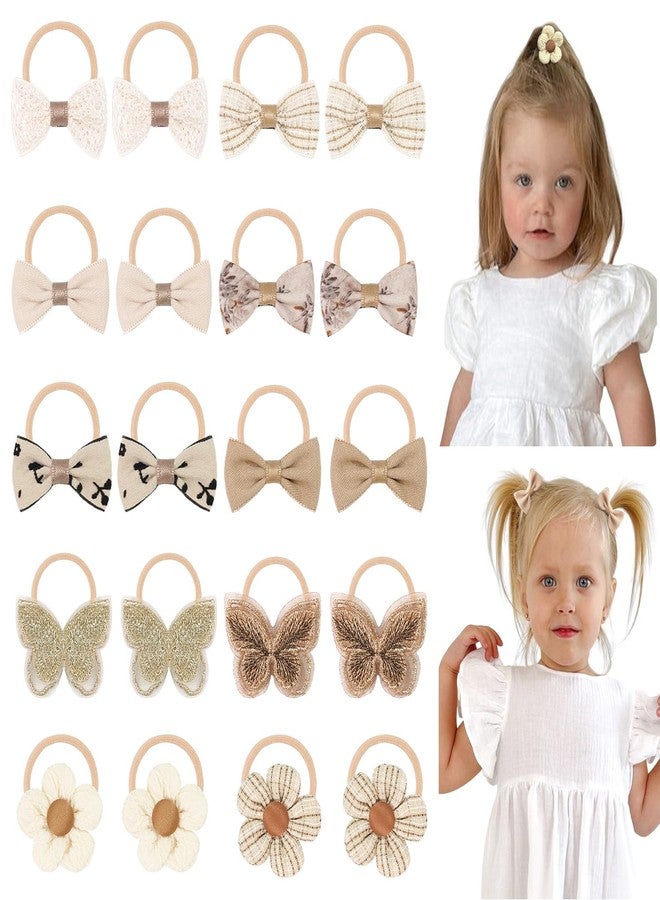 DED Baby Hair Ties with Bows, 20pcs Baby Hair Bows Elastic Ponytail Holders Toddler Hair Accessories for Infants Baby Girls - Image 1