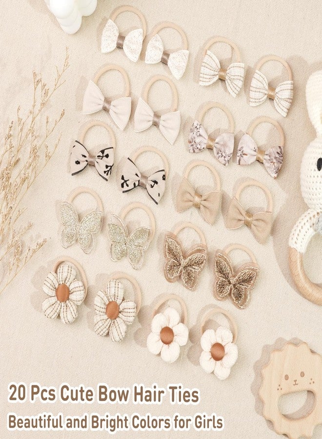 DED Baby Hair Ties with Bows, 20pcs Baby Hair Bows Elastic Ponytail Holders Toddler Hair Accessories for Infants Baby Girls - Image 3