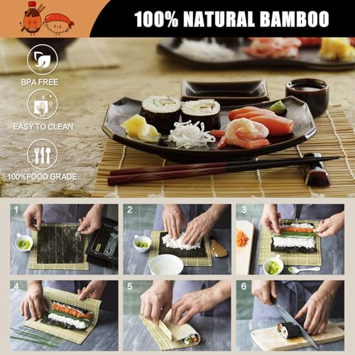SmileTools Sushi Making Kit For Beginners - 22 Piece DIY Sushi Roller Kit with Bamboo Sushi Rolling Mat, Sushi Bazooka, Chef's Knife, Chopsticks, Holder - Best Starter Sushi Kit (Pink) - Image 4
