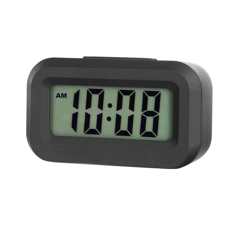 FAMICOZY Small Digital Travel Alarm ClockSimple OperationEasy to ReadAscending Alarm1224HrSnooze Soft Light for BedsideAAA Battery OperatedBlack