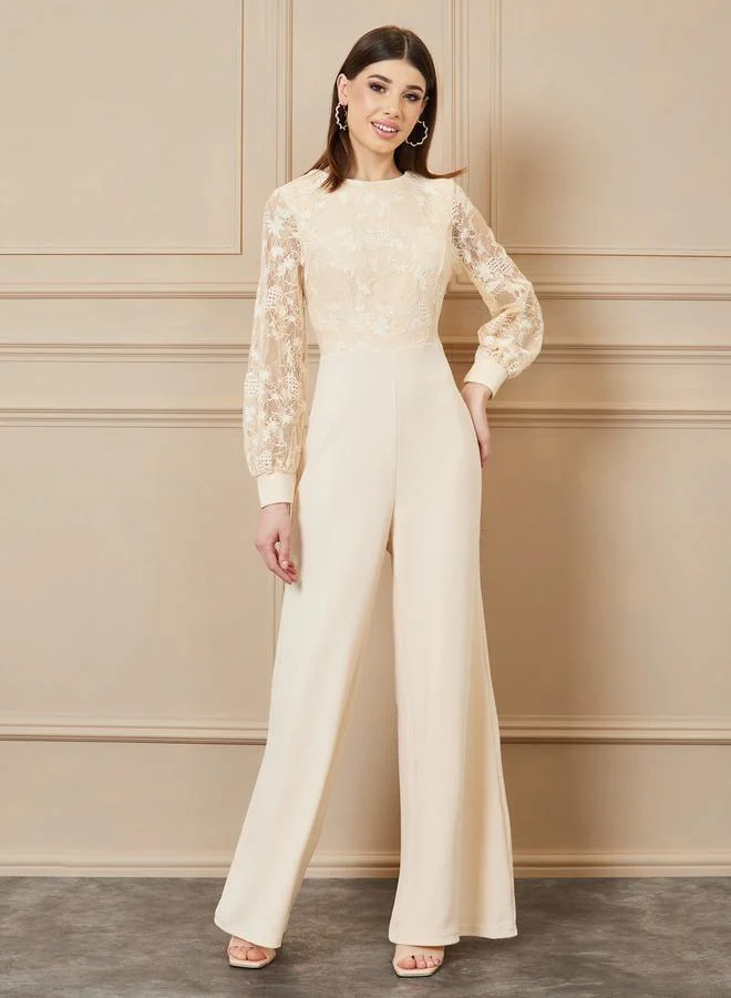 ستايلي Lace Detail Wide Leg Jumpsuit