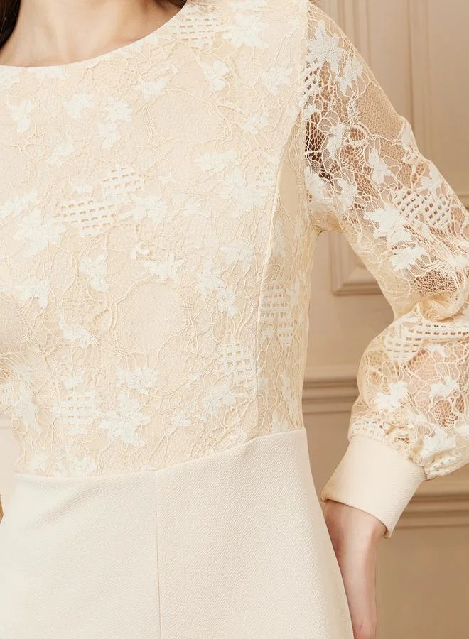 ستايلي Lace Detail Wide Leg Jumpsuit