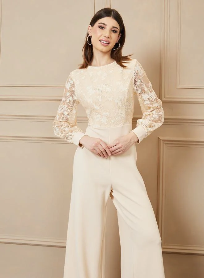 ستايلي Lace Detail Wide Leg Jumpsuit