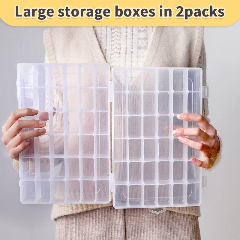 IOOLEEM 2 Pack 36 Grids Plastic Bead Organizer Box, Adjustable Dividers, Sewing storage, Organizer Container Storage Box, Dividers for bead arts and crafts. - Image 3