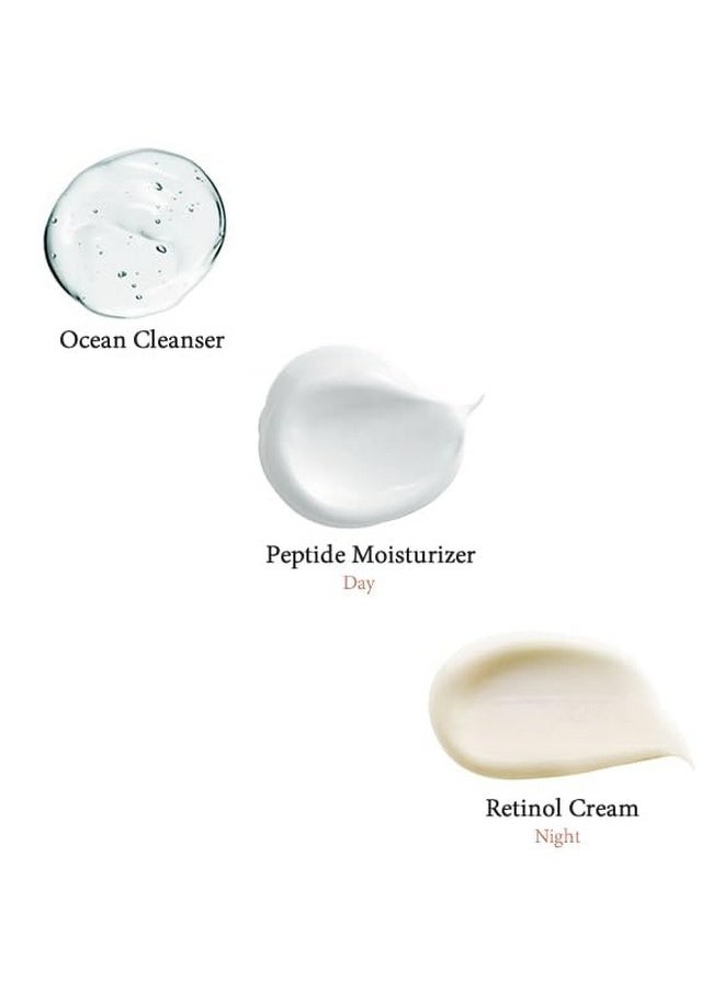 EarthsCure - EarthsCure 3 Step Anti-Aging Routine - Simple Routine for Wrinkles, Dark Spots, and Smoother Skin. Contains Ocean Minerals, Nano Peptides & Vegan Retinol. Sensitive Skin Safe. - Image 1
