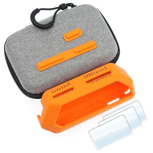 HCJYC 5 in 1 Protective Accessories Soft Silicone Case & EVA Carrying Case & 3 Pack of Screen Protect & SD Card Dust Plug & GPIO Dust Plug for Flipper Zero - Original Orange Set (Orange) - Image 4