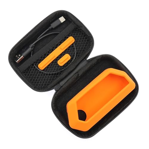 HCJYC 5 in 1 Protective Accessories Soft Silicone Case & EVA Carrying Case & 3 Pack of Screen Protect & SD Card Dust Plug & GPIO Dust Plug for Flipper Zero - Original Orange Set (Orange) - Image 2