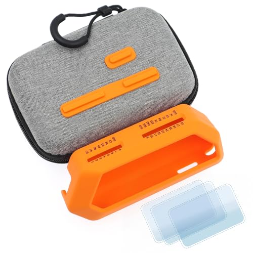 HCJYC 5 in 1 Protective Accessories Soft Silicone Case & EVA Carrying Case & 3 Pack of Screen Protect & SD Card Dust Plug & GPIO Dust Plug for Flipper Zero - Original Orange Set (Orange) - Image 1