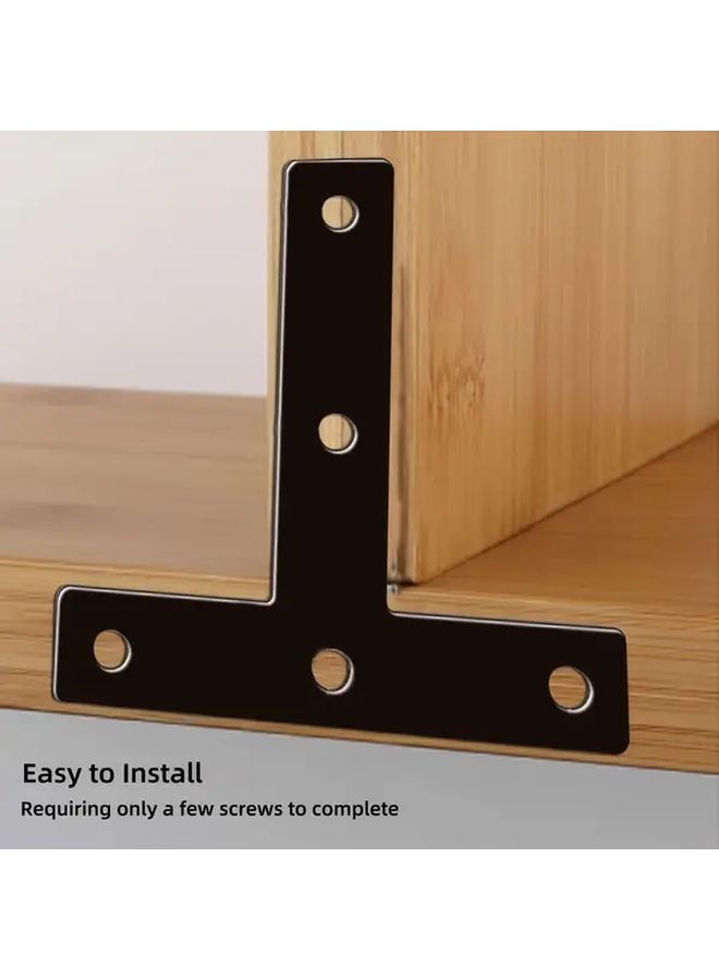 10pcs 3 15 Inch Heavy Duty Black Metal L Shaped Flat T Brackets With Screws - Image 3