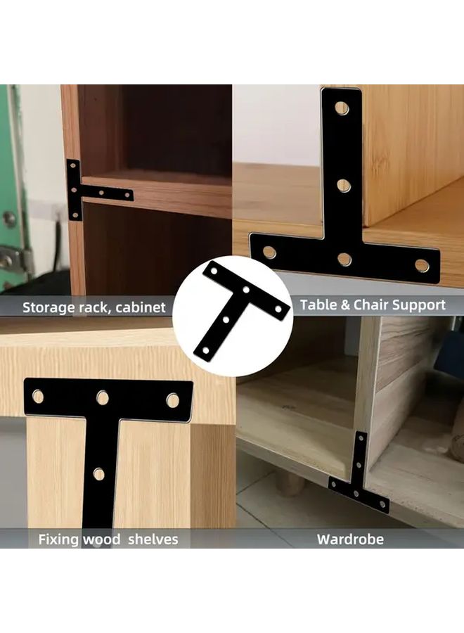10pcs 3 15 Inch Heavy Duty Black Metal L Shaped Flat T Brackets With Screws - Image 4