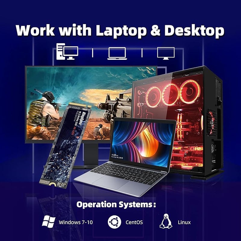 كينجس بيك كينج سبيك SSD 256GB، M.2 NVMe الجيل الثالث والرابع SSD 2280 - حتى 2400 ميجابايت/ثانية، وسيط تخزين داخلي ذو حالة ثابتة مع فلاش ناند ثلاثي الابعاد، متوافق مع الكمبيوتر المكتبي واللاب توب - Image 4