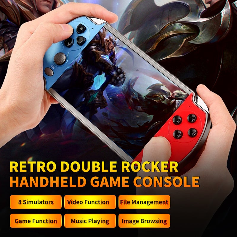 Retro Double Rocker Handheld Game Console with Eight Simulators 4.3 inch Screen 8G Memory Support TF Expansion AV Output Blue&Red - Image 2