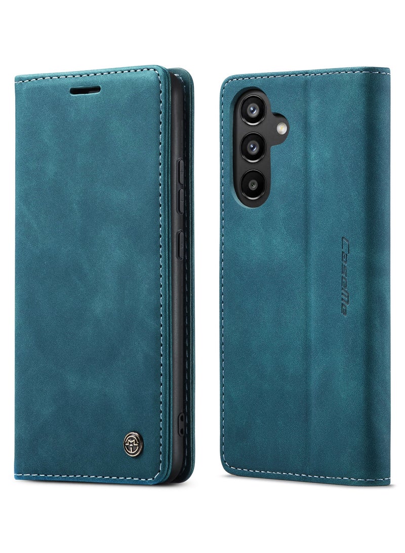 CaseMe Samsung Galaxy A34 Case Wallet, for Samsung Galaxy A34 Wallet Case Book Folding Flip Folio Case with Magnetic Kickstand Card Slots Protective Cover  - Green - Image 1