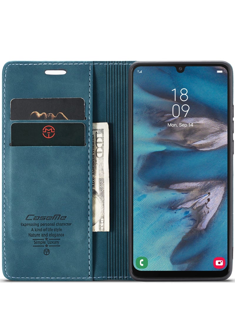 CaseMe Samsung Galaxy A34 Case Wallet, for Samsung Galaxy A34 Wallet Case Book Folding Flip Folio Case with Magnetic Kickstand Card Slots Protective Cover  - Green - Image 2