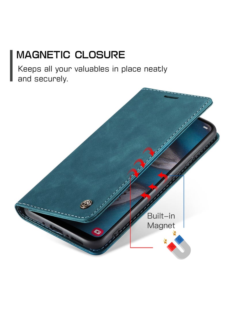 CaseMe Samsung Galaxy A34 Case Wallet, for Samsung Galaxy A34 Wallet Case Book Folding Flip Folio Case with Magnetic Kickstand Card Slots Protective Cover  - Green - Image 5