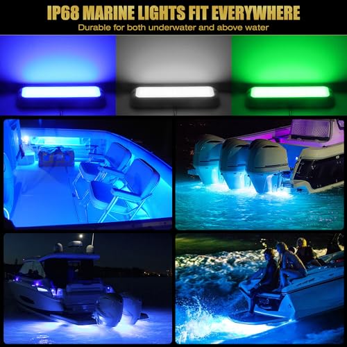 Goldlife B5 Marine Underwater Boat Lights, White 2x3000LM 90LED 6.5" 10-30V IP68 Waterproof, Pure White Look, Soft Lighting for RV Boat Exterior Interior Transom Pontoon Deck Yacht Stern Fishing - Image 3