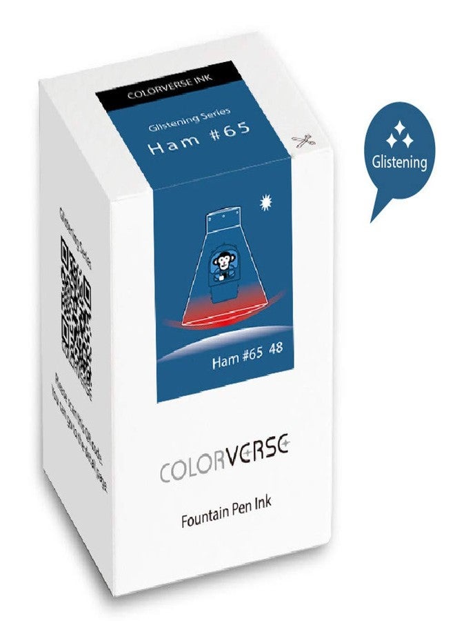 Colorverse Traiblazer in Space Ham#65 Glistening Series Under The Shade – Dark Blue Ink 30ml Fountain Pen Ink Bottle Dye Based Including Glistening Pigment for Dip Pen, Fountain Pen Nontoxic (NO.48) - Image 2