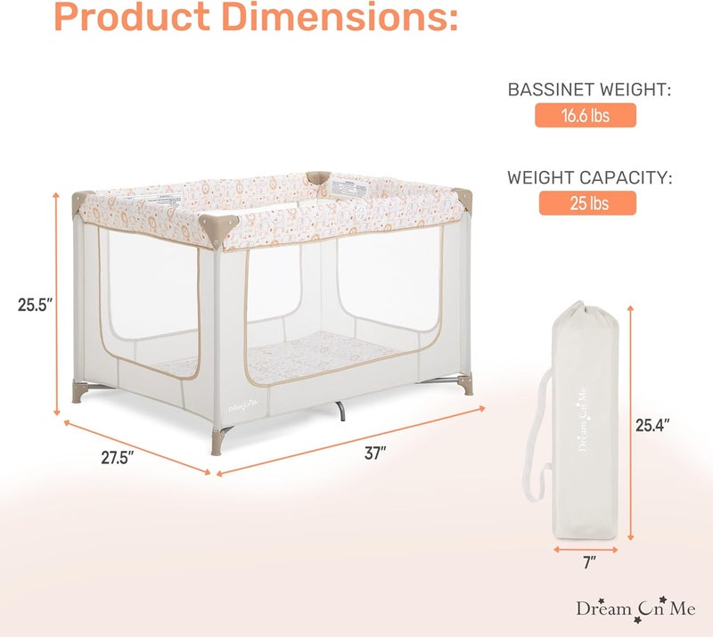 Dream On Me Zodiak Portable Playard with Carry Bag & Shoulder Strap - Beige - Image 5