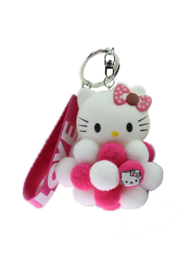 NIBEMINENT Hello Kitty Fabric Key Chain White/Pink/Silver - Image 1