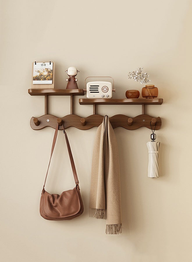 Forthcan Wall Mounted Coat Rack with Shelf & Hooks, Bamboo Wood Entryway Organizer, Multi-Function Wall Storage Rack for Hats, Bags, Scarves & Keys - Image 1