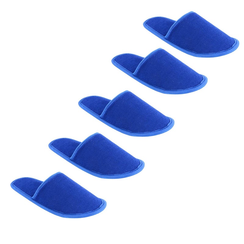 KUDIZE Disposable Slippers ClosedToe Style Soft Terry Towel Slippers Footwear for Home Hotel Homestay Traveling Pack of 5 Pairs Blue - Image 1