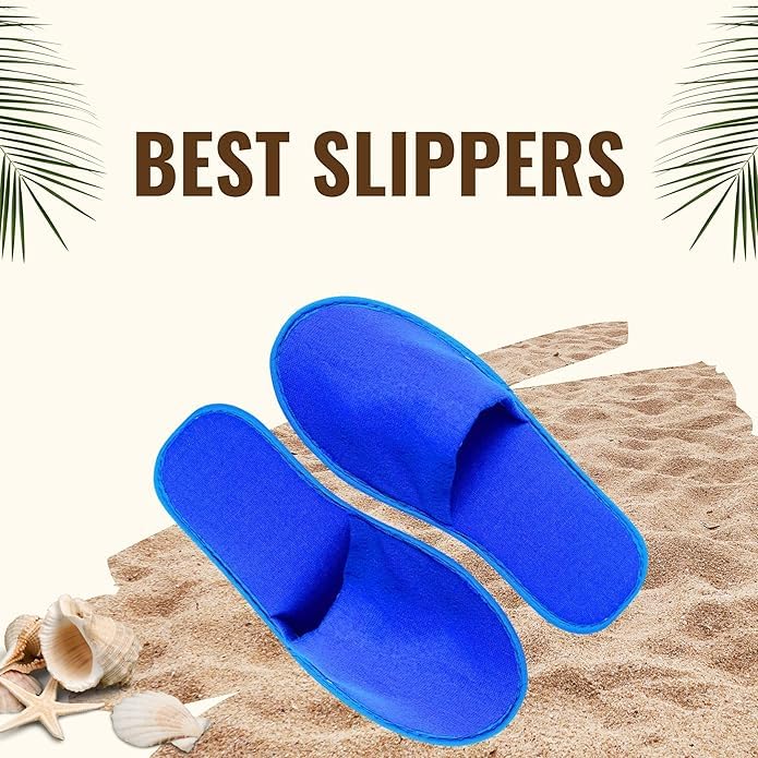 KUDIZE Disposable Slippers ClosedToe Style Soft Terry Towel Slippers Footwear for Home Hotel Homestay Traveling Pack of 5 Pairs Blue - Image 5