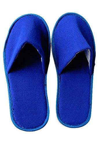 KUDIZE Disposable Slippers ClosedToe Style Soft Terry Towel Slippers Footwear for Home Hotel Homestay Traveling Pack of 5 Pairs Blue - Image 2