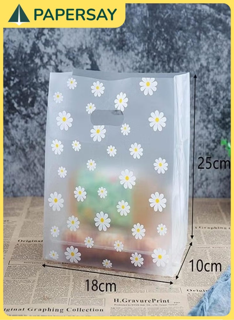 PAPERSAY 50 Pieces Reusable Transparent Bags For Gifts And Distributions Decorated With Flowers, Food Bags, Clear Bags, Flower Bags, Clear 18×25cm - Image 2