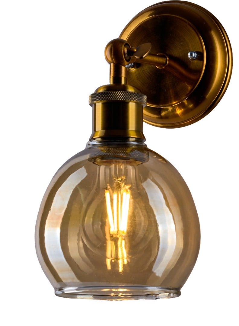 نجفة شوب ابليك حائط مودرن لون ذهبي مصنوع من المعدن الغير قابل للصدأ وزجاج مقاس 10*15