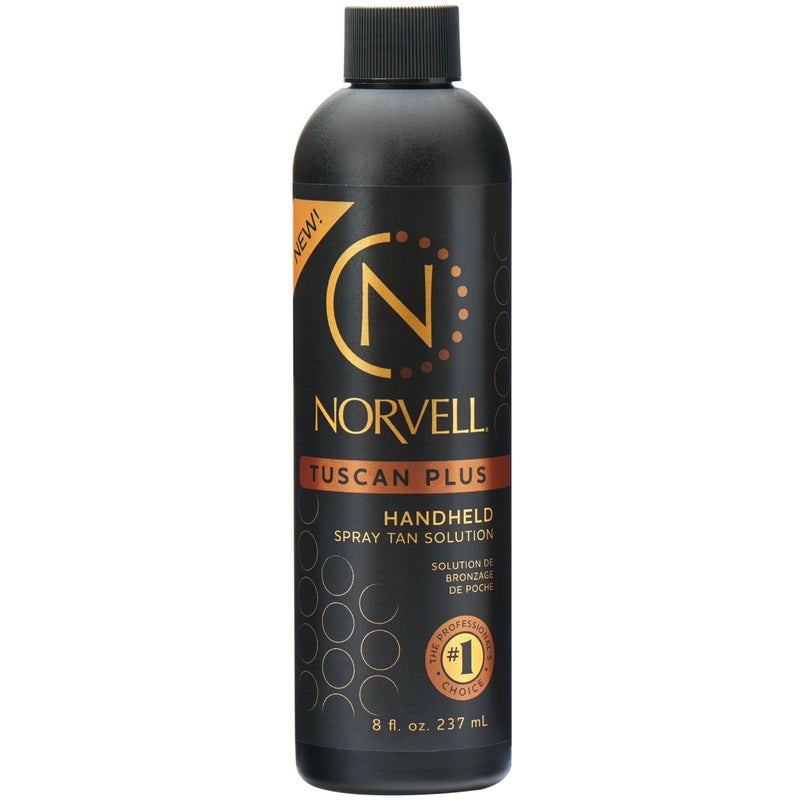 Norvell Tuscan Plus Spray Tan Solution 8 fl oz Professional Sunless Tanning Formula with Caramel Brown Rose Colors Instant Natural Color Long Lasting Streak Free Results