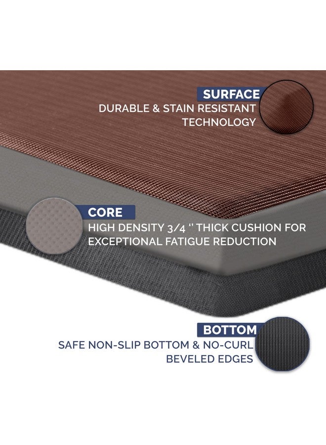 كومفي لايف سجادة أرضية مقاومة للتعب من كومفي لايف - سجادات مطبخ بسمك 3/4 بوصة للأرضية، سجادة مكتب قائمة، سجادة مطبخ - مريحة في المنزل والمكتب - متينة - مقاومة للبقع - قاعدة غير قابلة للانزلاق (20 بوصة × 39 بوصة، بني) - Image 4