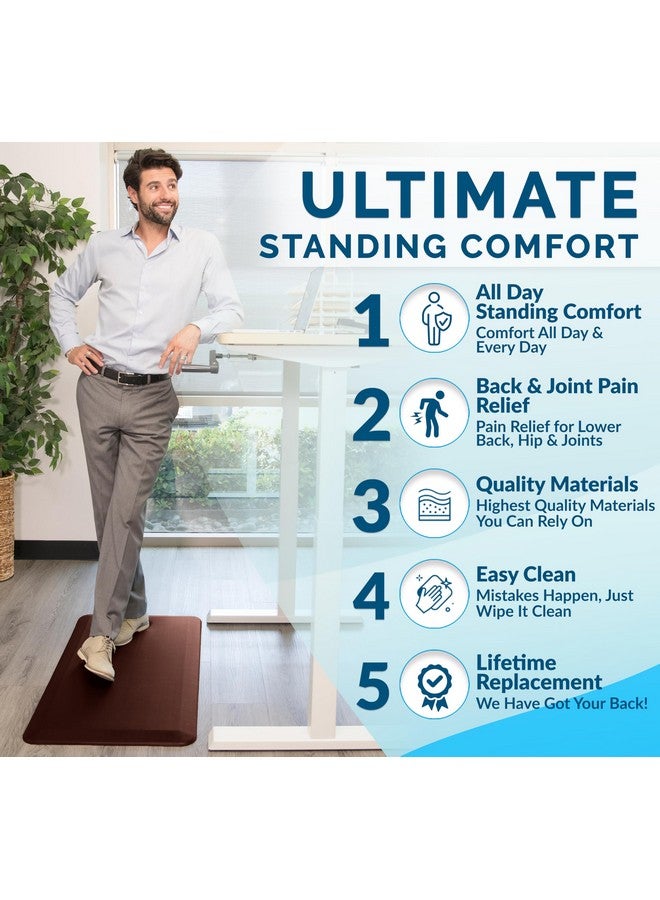 كومفي لايف سجادة أرضية مقاومة للتعب من كومفي لايف - سجادات مطبخ بسمك 3/4 بوصة للأرضية، سجادة مكتب قائمة، سجادة مطبخ - مريحة في المنزل والمكتب - متينة - مقاومة للبقع - قاعدة غير قابلة للانزلاق (20 بوصة × 39 بوصة، بني) - Image 3