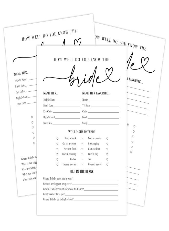 Your Main Event Prints How Well Do You Know the Bride Bridal Shower Game, Fun Wedding Shower Games and Activities, Would She Rather, 50 Count - Image 1