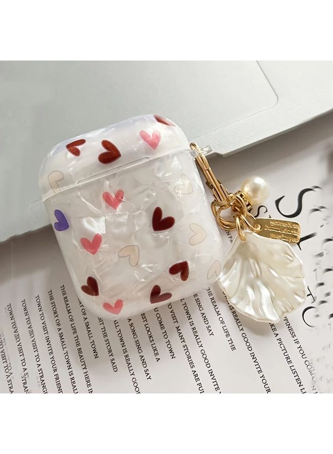 AirPods 1 2 Case with Soft Shell Pattern Love Design and Strap Pendant - Image 1
