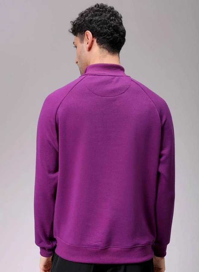 The Indian Garage Co Men Relaxed Fit Solid High neck Front Open High Neck Sweatshirt