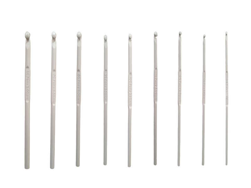 PONY Aluminum Crochet Hook (kiroshiya) Knitting Needles for Sewing Craft Set of 9(Size: 2mm, 2.25mm, 2.50mm, 3mm, 3.25mm, 3.50mm, 4mm, 4.50mm, 5mm) Length 13cm, 6G-14G - Image 1