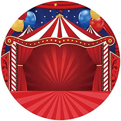 Renaiss Renaiss 7x7ft Circus Tent Round Backdrop Cover Carnival Night Theme Circle Photography Background Big Top Tent Red Stripes Stage Baby Shower Newborn Kids Birthday Party Decors Photo Booth Props  - Image 4