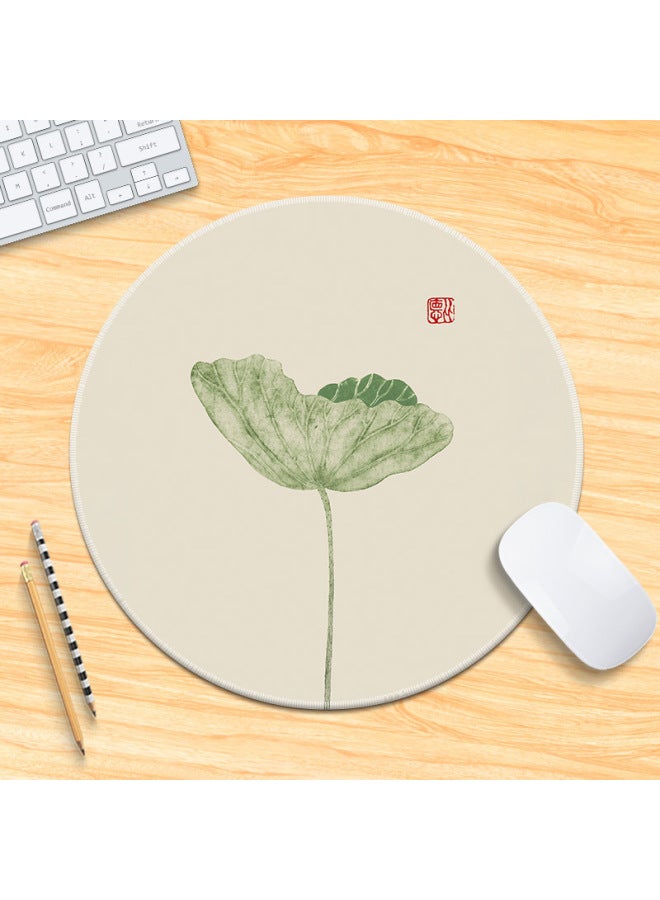 National Tide Lotus Small Size Mouse Pad Chinese Style Brush Painting Office Desk Mat Lock Edge Thickened Round Simple Flower And Bird For Men 