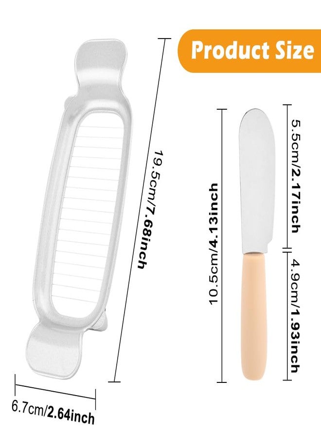 YOSINXU 2 Pcs Butter Slicer Cutter, Aluminum Alloy Multipurpose Cheese Slicer with 2pcs Cheese Spreader, Handheld Butter Cutter Single Stick Makes Cutting Cheese, Butter, Eggs Into Average - Image 2