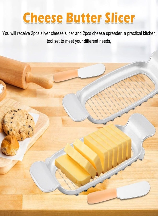 YOSINXU 2 Pcs Butter Slicer Cutter, Aluminum Alloy Multipurpose Cheese Slicer with 2pcs Cheese Spreader, Handheld Butter Cutter Single Stick Makes Cutting Cheese, Butter, Eggs Into Average - Image 4