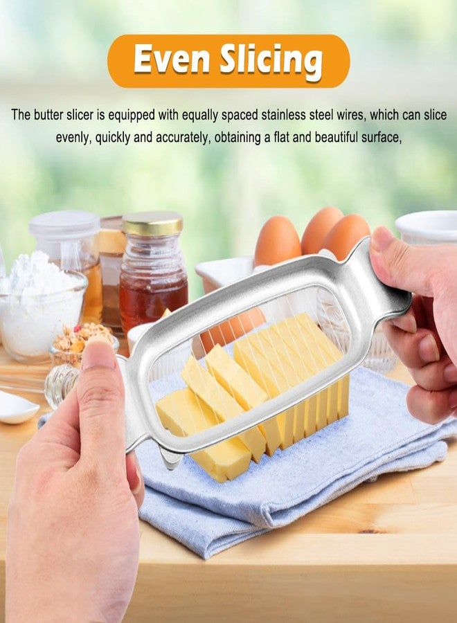 YOSINXU 2 Pcs Butter Slicer Cutter, Aluminum Alloy Multipurpose Cheese Slicer with 2pcs Cheese Spreader, Handheld Butter Cutter Single Stick Makes Cutting Cheese, Butter, Eggs Into Average - Image 5