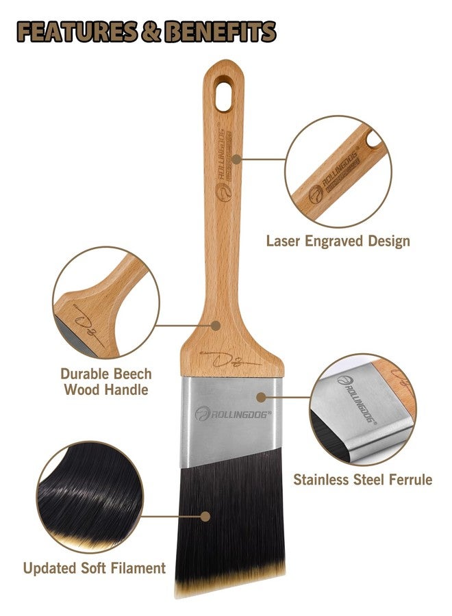ROLLINGDOG Paint Brushes for Walls - 2.5 Inch Angled Paint Brushes,Stiff Filament Great for Ceiling Cutting in,Trimming - Image 3