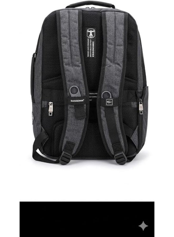 SUISSEWIN Laptop Backpack for Men & Women, Multi-Compartment Business Travel Bag, Lightweight, Water-Resistant & Anti-Theft - Image 3