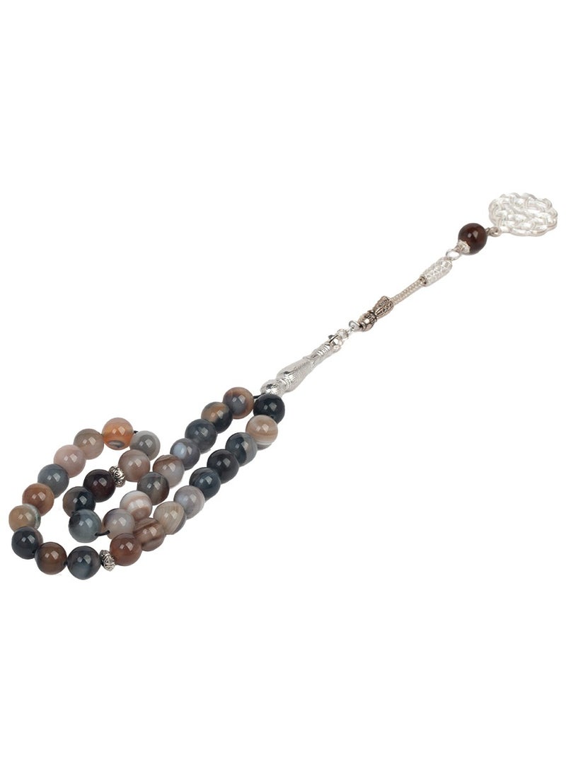 RS Agate Stone gray Prayer Beads 10ml - Image 1