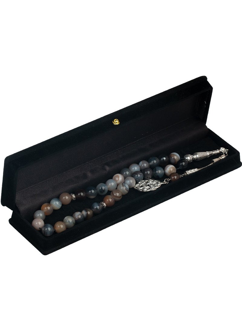 RS Agate Stone gray Prayer Beads 10ml - Image 2