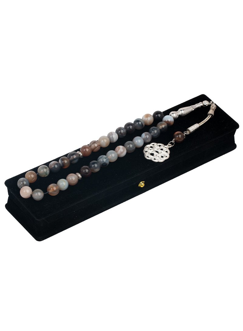 RS Agate Stone gray Prayer Beads 10ml - Image 3