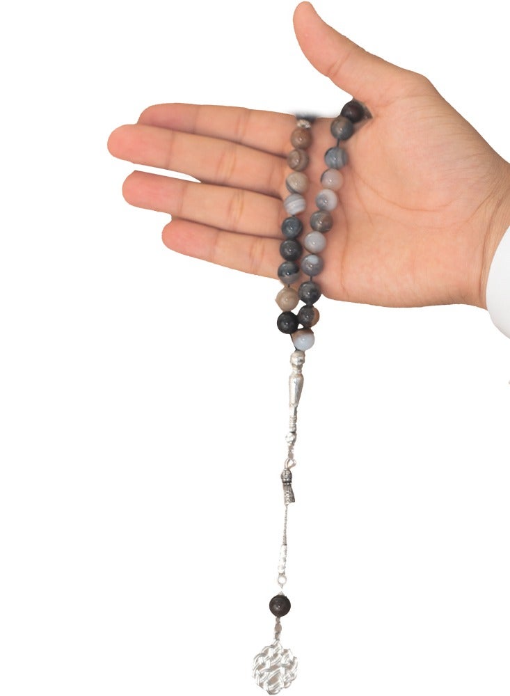 RS Agate Stone gray Prayer Beads 10ml - Image 4