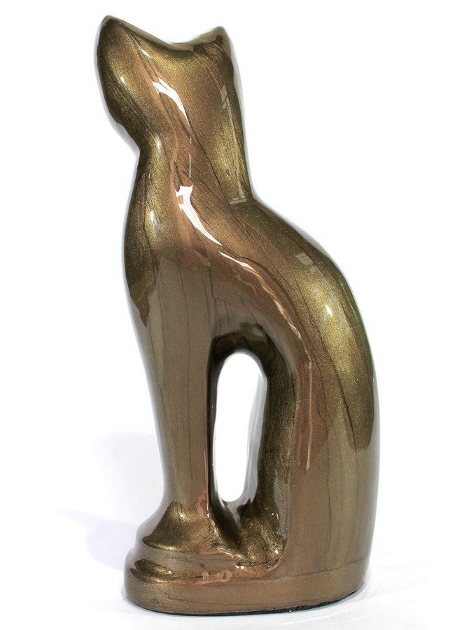 eSplanade Metal Cremation Urn Memorial Jar Pot Container | Full Size Urn for Funeral Ashes Burial | Cat/Kitten Shape Metal Urn | Brown - 9" Inches - Image 4