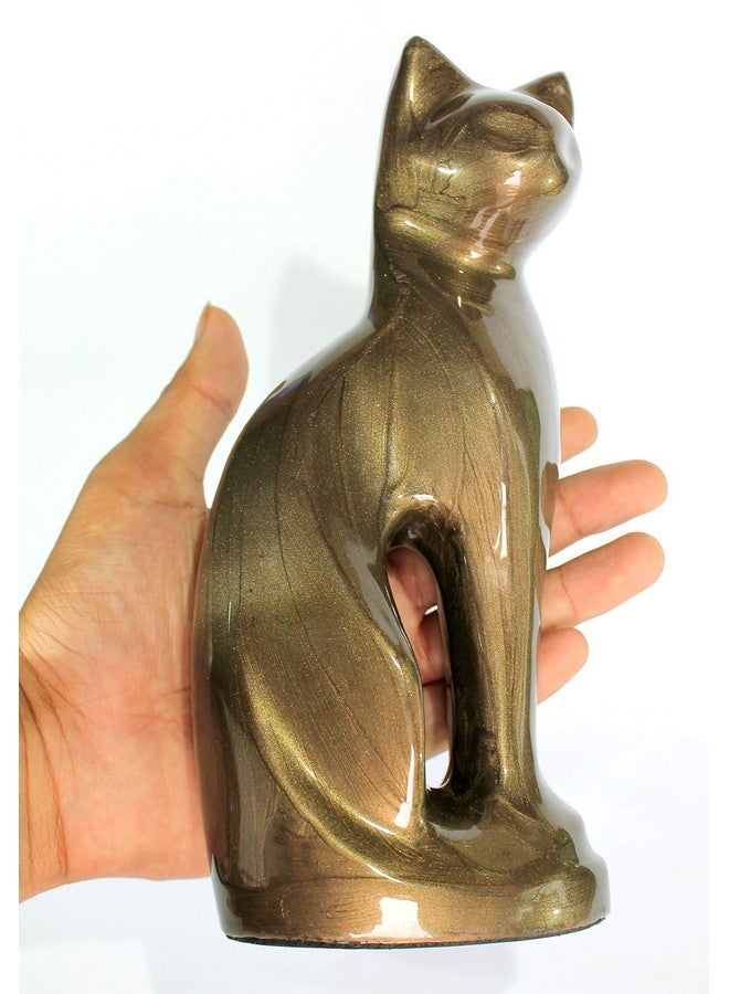eSplanade Metal Cremation Urn Memorial Jar Pot Container | Full Size Urn for Funeral Ashes Burial | Cat/Kitten Shape Metal Urn | Brown - 9" Inches - Image 5